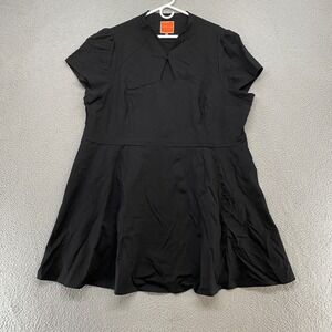 Modcloth Mini Dress‎ Womens 4X Fit & Flare Black Puff Sleeve Stretch Keyhole